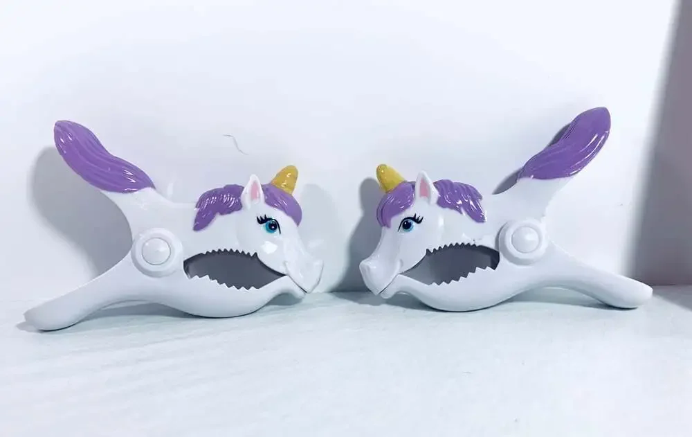Unicorn Clips two purple and white